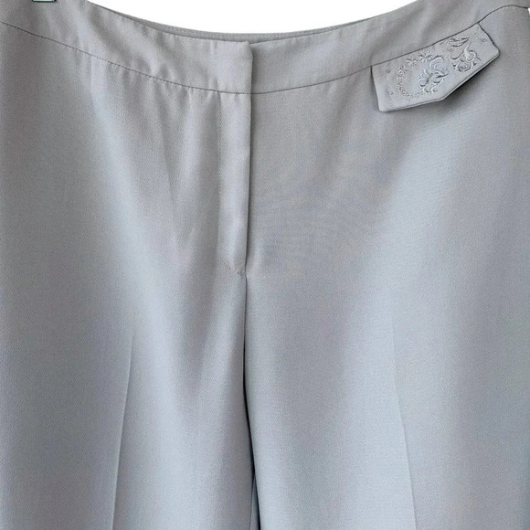 NYP Suits Vintage Embroidered Blazer Pantsuit Two Piece Set Size 14 Ash Blue - Picture 9 of 16